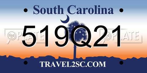 519Q21 South Carolina License Plate