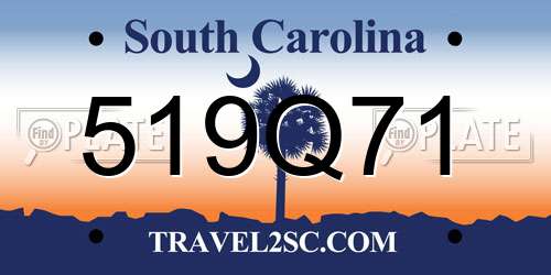 519Q71 South Carolina License Plate