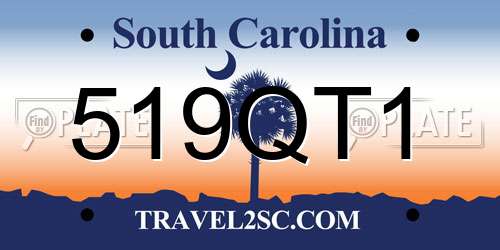 519QT1 South Carolina License Plate