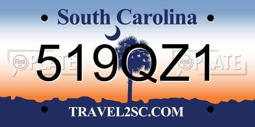 519QZ1 South Carolina License Plate