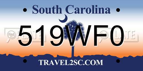 519WF0 South Carolina License Plate