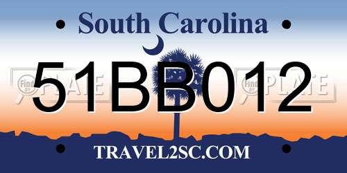 51BB012 South Carolina License Plate