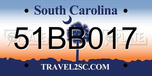 51BB017 South Carolina License Plate