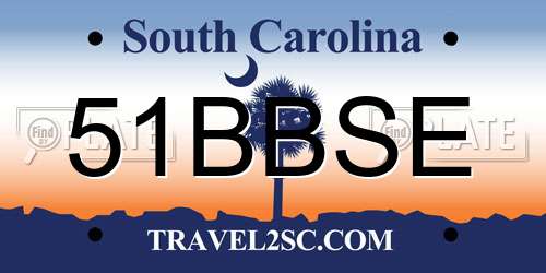 51BBSE South Carolina License Plate