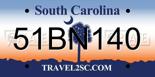 51BN140 South Carolina License Plate