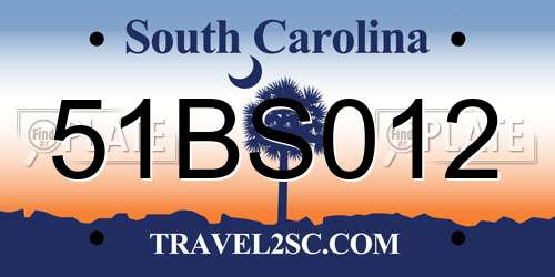 51BS012 South Carolina License Plate