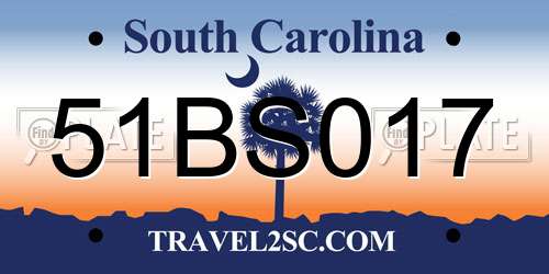51BS017 South Carolina License Plate