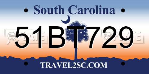 51BT729 South Carolina License Plate