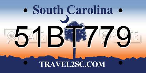 51BT779 South Carolina License Plate