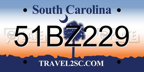 51BZ229 South Carolina License Plate