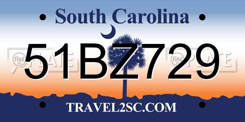 51BZ729 South Carolina License Plate