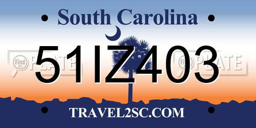 51IZ403 South Carolina License Plate