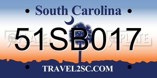 51SB017 South Carolina License Plate
