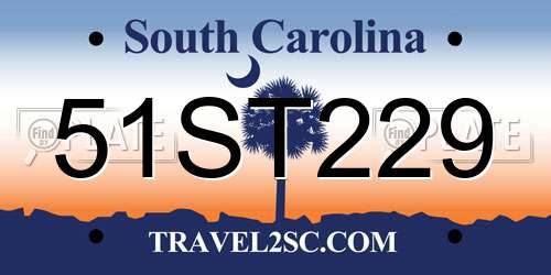51ST229 South Carolina License Plate
