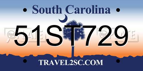 51ST729 South Carolina License Plate
