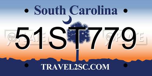51ST779 South Carolina License Plate