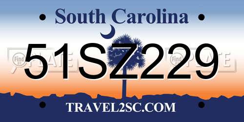 51SZ229 South Carolina License Plate