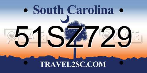 51SZ729 South Carolina License Plate
