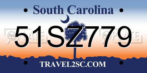 51SZ779 South Carolina License Plate