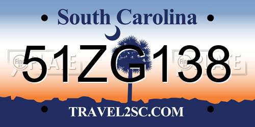 51ZG138 South Carolina License Plate
