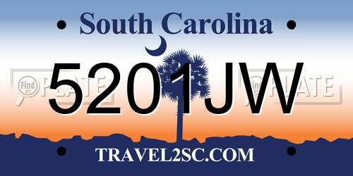 5201JW South Carolina License Plate