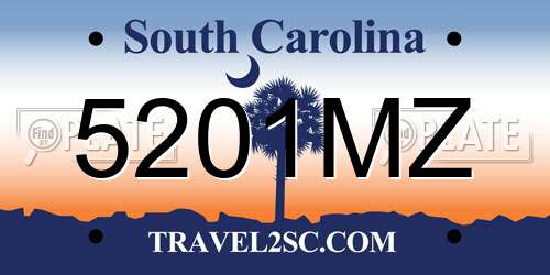 5201MZ South Carolina License Plate