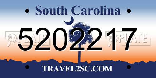 5202217 South Carolina License Plate