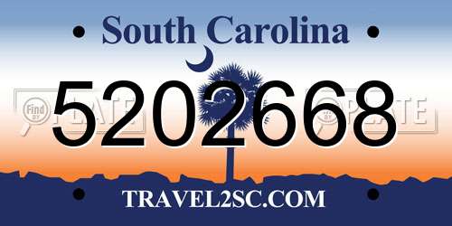 5202668 South Carolina License Plate