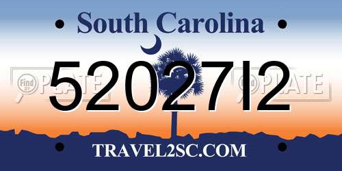 52027I2 South Carolina License Plate