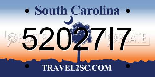 52027I7 South Carolina License Plate