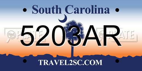 5203AR South Carolina License Plate