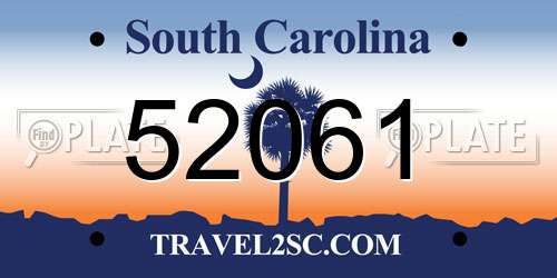 52061 South Carolina License Plate