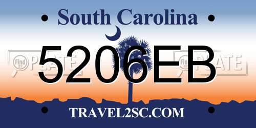 5206EB South Carolina License Plate