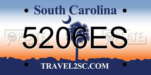 5206ES South Carolina License Plate