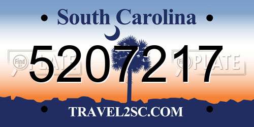 5207217 South Carolina License Plate