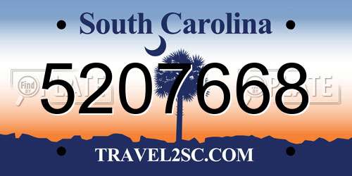 5207668 South Carolina License Plate
