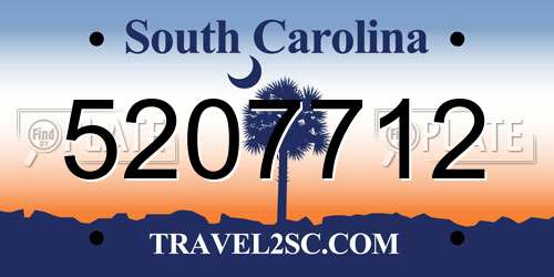 5207712 South Carolina License Plate