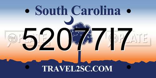 52077I7 South Carolina License Plate