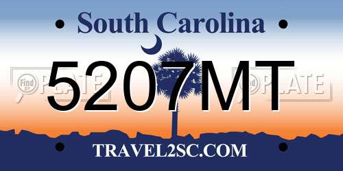 5207MT South Carolina License Plate