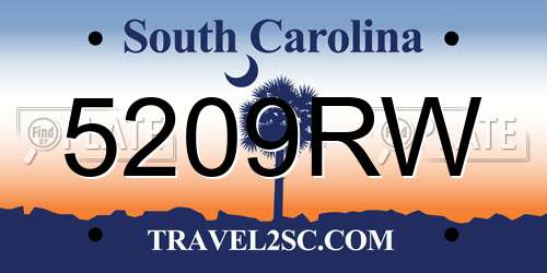5209RW South Carolina License Plate