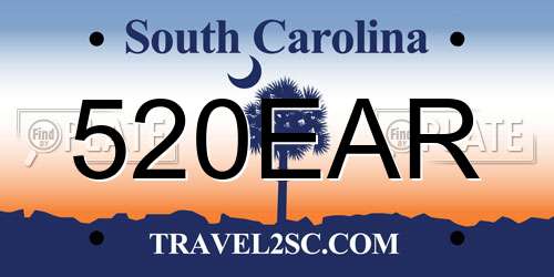 520EAR South Carolina License Plate