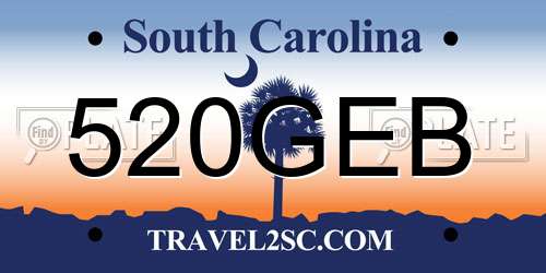 520GEB South Carolina License Plate