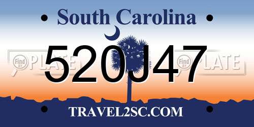 520J47 South Carolina License Plate