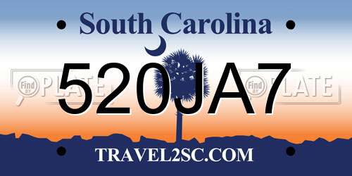 520JA7 South Carolina License Plate