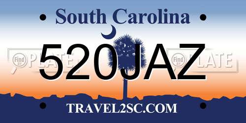 520JAZ South Carolina License Plate