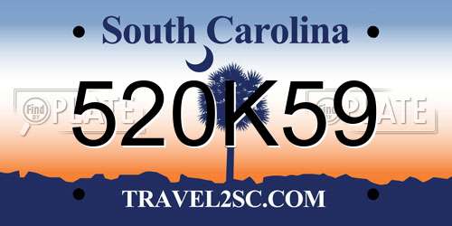 520K59 South Carolina License Plate