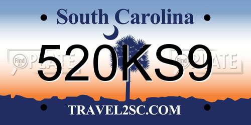 520KS9 South Carolina License Plate