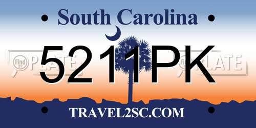 5211PK South Carolina License Plate
