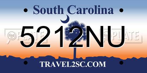 5212NU South Carolina License Plate