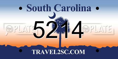 5214 South Carolina License Plate